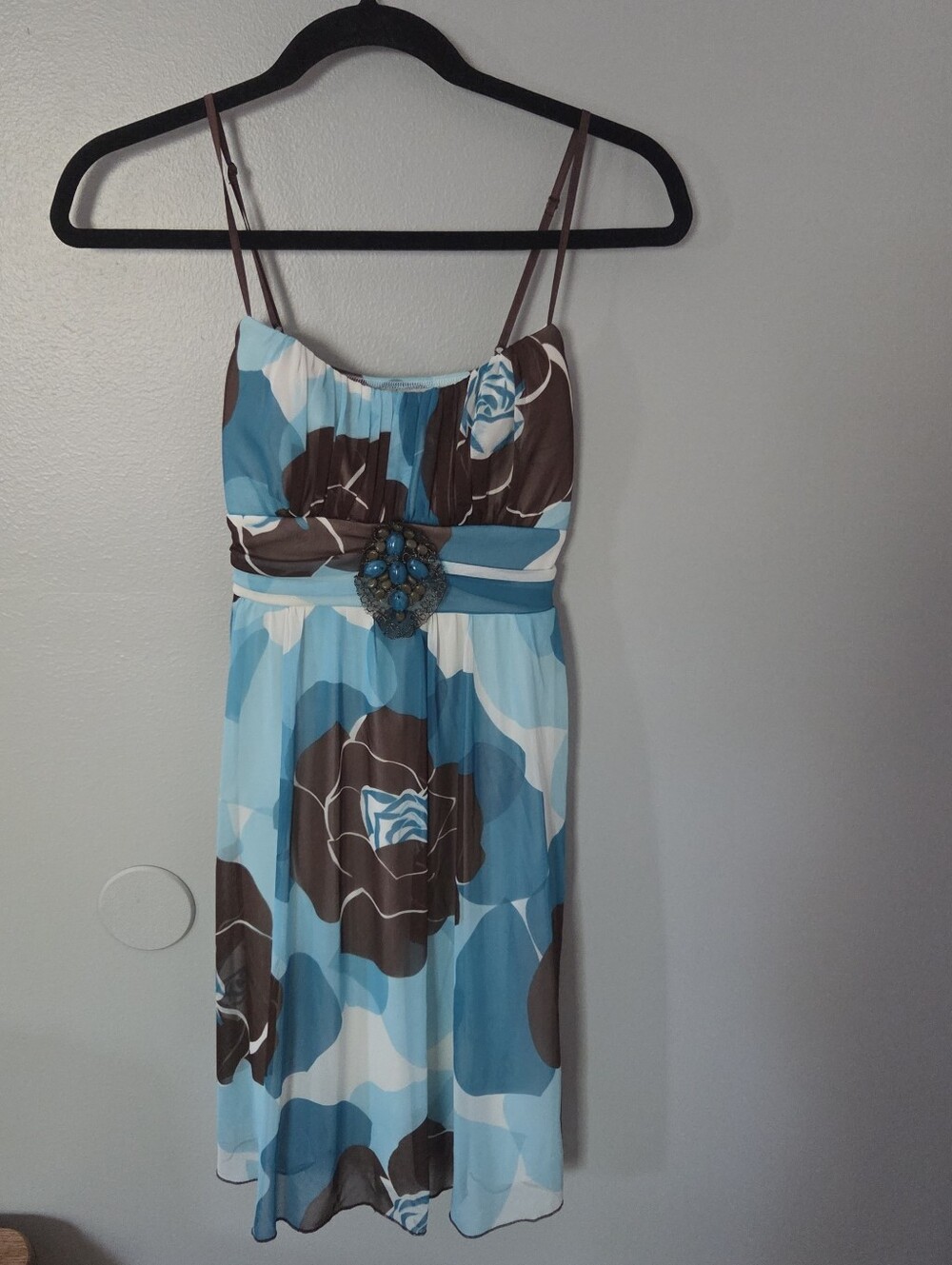 Ruby Rox Women's Blue/Brown Babydoll fairy whimsigoth party mini dress. Sz M - Picture 2 of 7